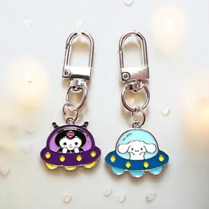 Kuromi And Cinnamoroll Gold Zipper Pull Bag Charms